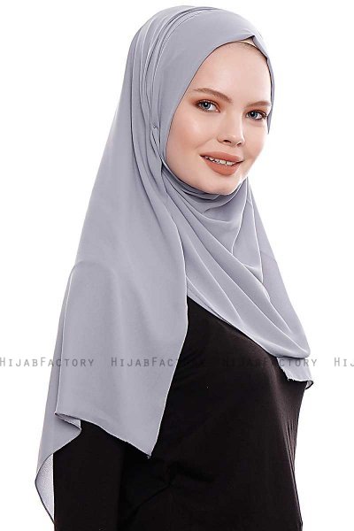 Yara - Dunkelgrau Praktisch Fertig Crepe Hijab