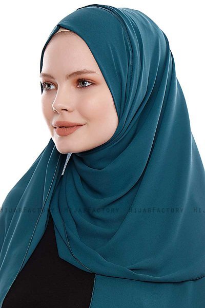 Yara - Dunkelgrün Praktisch Fertig Crepe Hijab