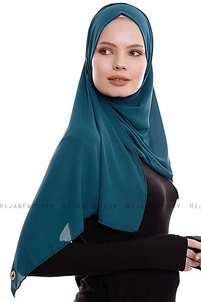 Yara - Dunkelgrün Praktisch Fertig Crepe Hijab