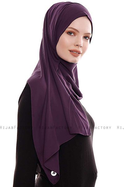 Yara - Dunkelviolett Praktisch Fertig Crepe Hijab