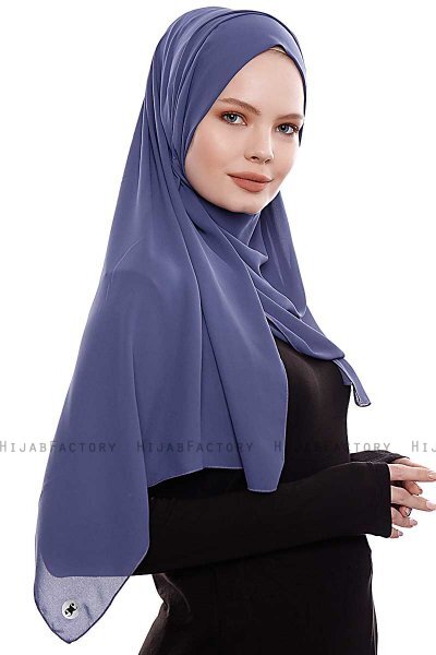 Yara - Royal Blue Praktisch Fertig Crepe Hijab