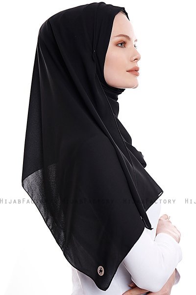 Yara - Schwarz Praktisch Fertig Crepe Hijab