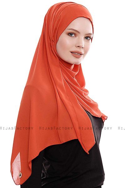 Yara - Ziegelrot Praktisch Fertig Crepe Hijab