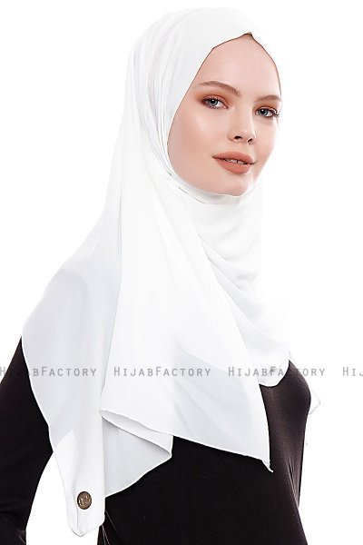 Yara - Weiß Praktisch Fertig Crepe Hijab