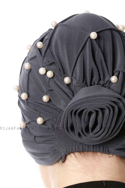 Yaren - Anthrazit Crepe Chiffon Turban - Sehr-i Sal