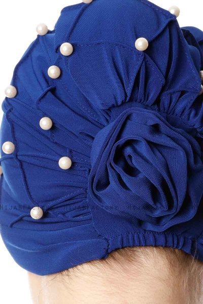 Yaren - Blau Crepe Chiffon Turban - Sehr-i Sal