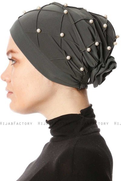Yaren - Khaki Crepe Chiffon Turban - Sehr-i Sal
