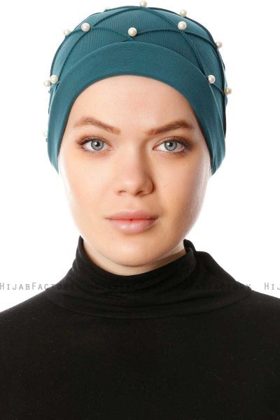 Yaren - Dunkelgrün Crepe Chiffon Turban - Sehr-i Sal