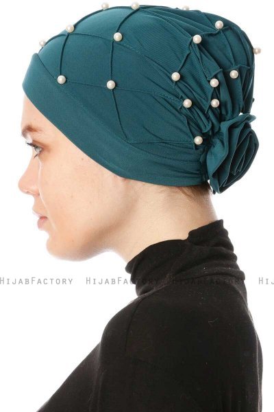 Yaren - Dunkelgrün Crepe Chiffon Turban - Sehr-i Sal