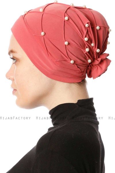 Yaren - Dunkelrosa Crepe Chiffon Turban - Sehr-i Sal