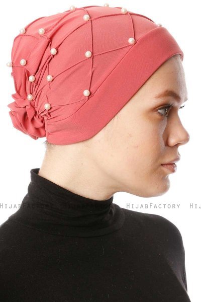 Yaren - Dunkelrosa Crepe Chiffon Turban - Sehr-i Sal