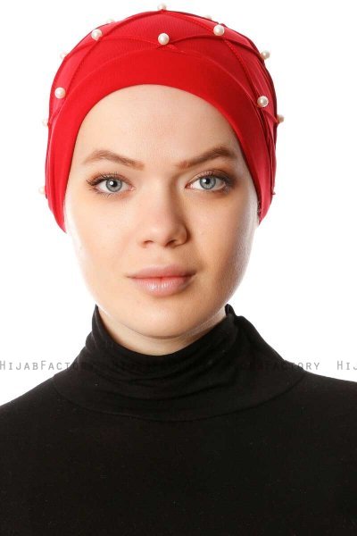 Yaren - Rot Crepe Chiffon Turban - Sehr-i Sal