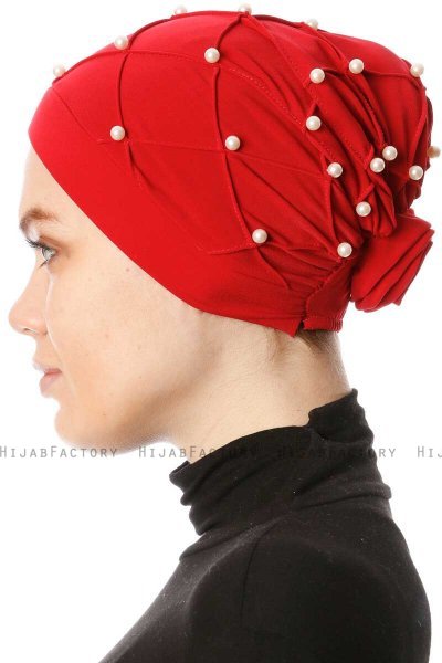 Yaren - Rot Crepe Chiffon Turban - Sehr-i Sal