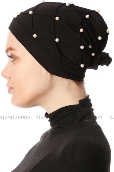 Yaren - Schwarz Crepe Chiffon Turban - Sehr-i Sal