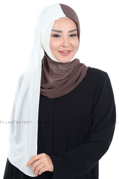 Ylva - Braun & Creme Praktisch Chiffon Hijab