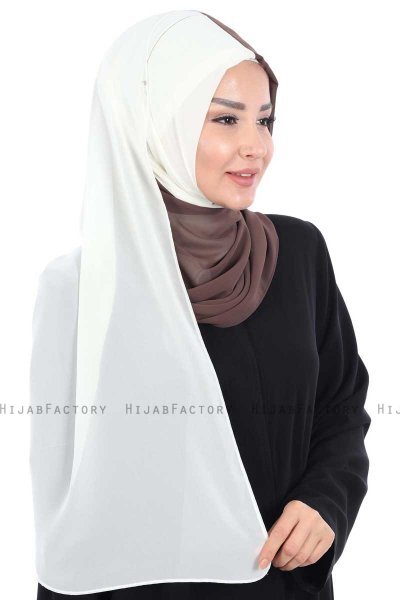 Ylva - Braun & Creme Praktisch Chiffon Hijab