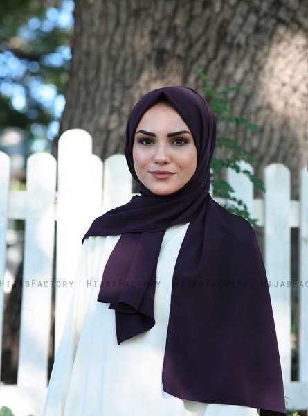Zahra - Aubergine Krepp Hijab - Mirach