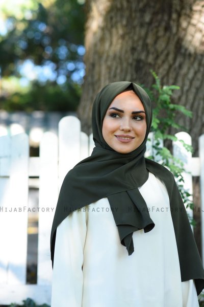 Zahra - Dunkel Khaki Krepp Hijab - Mirach