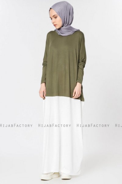 Zenia Khaki & Vit Klänning Miss Halima 280144b