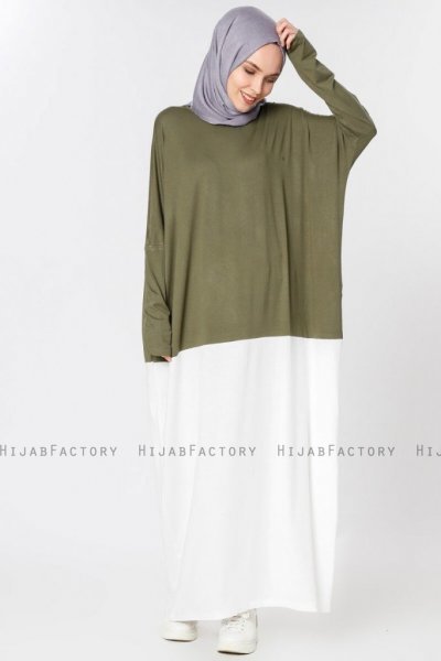 Zenia Khaki & Vit Klänning Miss Halima 280144c