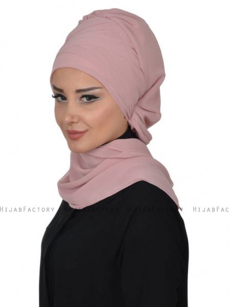 Zoe Gammelrosa Chiffon Turban Ayse Turban 322802b